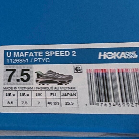 NEW IN BOX Hoka Mafate Speed 2 Running Shoes Sneakers Putty Eucalyptus Women 8.5 - Picture 12 of 12
